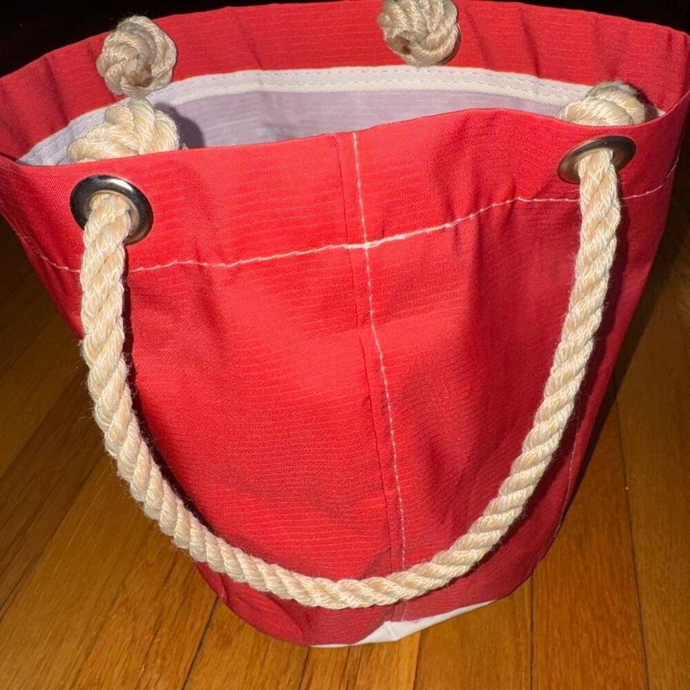 Sea Bags of Maine x Life is Good Red Beverage Bucket Bag Made in USA - Picture 5 of 8